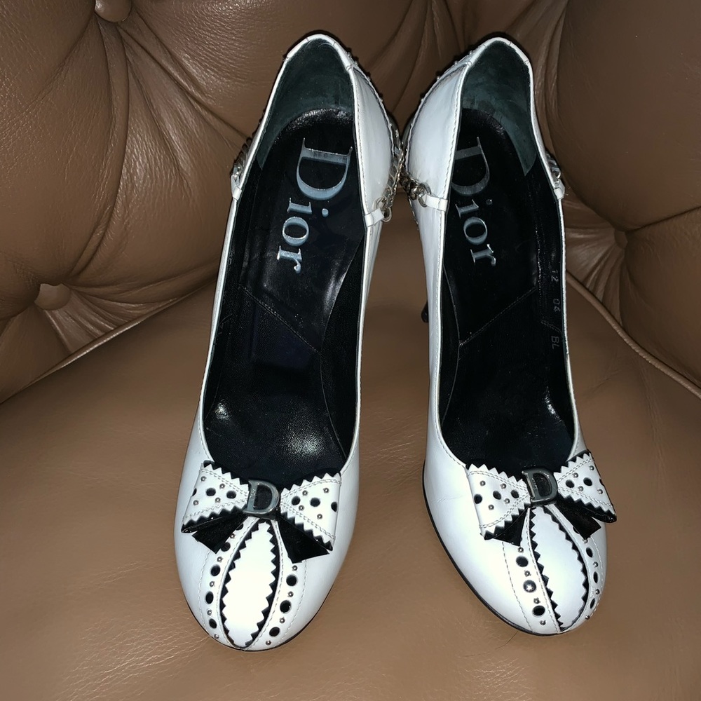 Dior White Bow Tie Heels